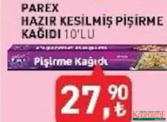 PAREX HAZIR KESİLMİŞ PİŞİRME KAĞIDI 10'LU fiyat ve kampanya bilgisi